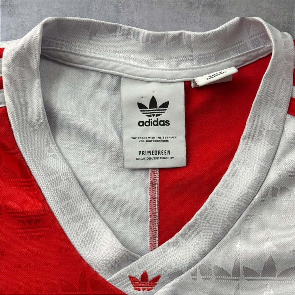 Adidas Skateboarding Checker Long Sleeve Club Jersey Medium Red White GR8764 - Picture 2 of 15